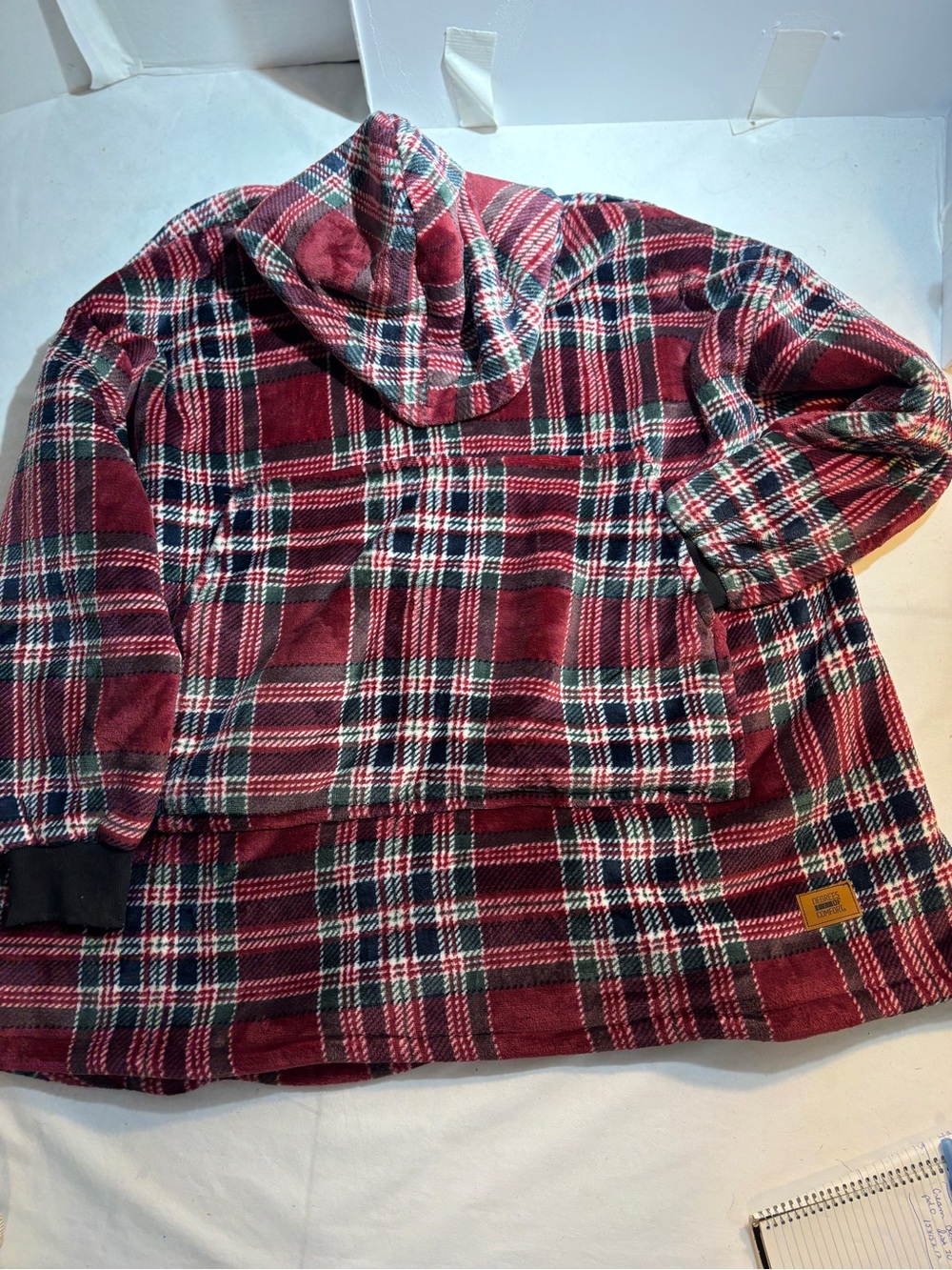 Degrees of comfort  Plaid Fleece wearable Blanket Hoodie  - Red Green Tartan